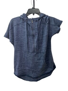 Athleta Blissful short-sleeve half-zip blue hoodie  size XXS